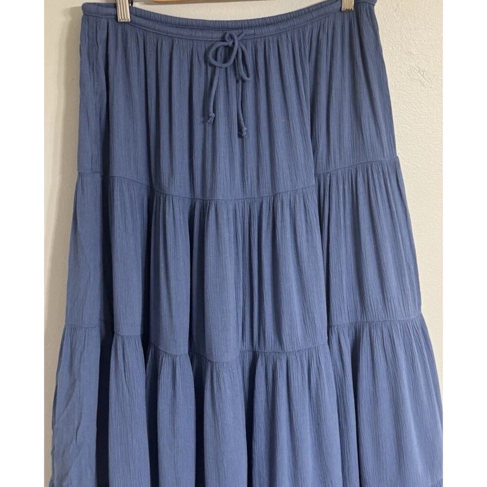 Aerie Maxi Skirt Women’s Size Large Tiered Skirt Relaxed Pull-On Blue NWT - Picture 5 of 12